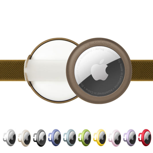 BuddyArmor Pet Airtag Holder for Collar - Secure Fit for Apple Airtag Case for Cat Dog Collars No Dangling Lightweight Anodized Aluminium Airtag Holder for 0.4/0.6 inch Collar (Cocoa S)