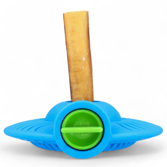 Astro Paws UFO Bully Stick Holder & Lick Mat - Flexible Resilient Quiet on Floors Teeth-Safe Safety Device for Dogs - Prevents Swallowed Ends Long-Lasting Dishwasher Safe