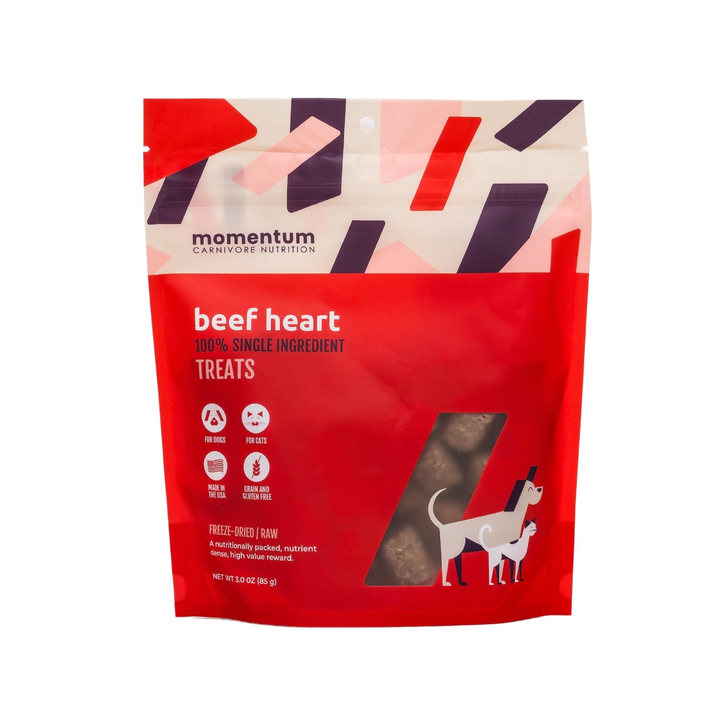 Pure Beef Heart Snack Bites - Freeze-Dried for Dogs & Cats - 3 oz