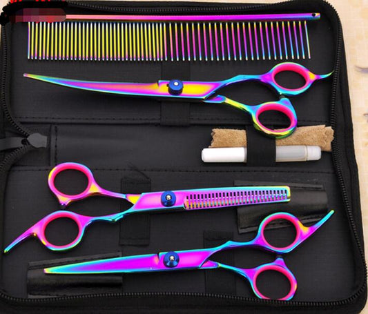 7-Inch Colorful Pet Grooming Scissors Set
