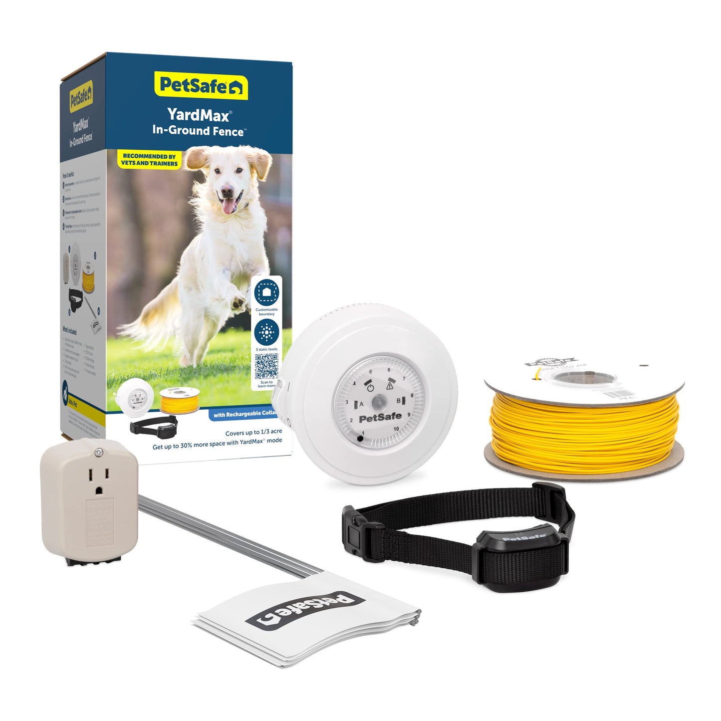 PetSafe YardMax Rechargeable In-Ground Dog Fence (500 Ft 1/3 Acre) Underground Dog Fence System Covers Up to 10 Acres Electric Dog Fence from The Parent Company of Invisible Fence Brand